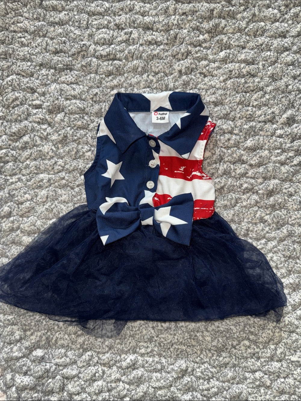 PatPat Baby Girl Navy Red White Star & Stripe Tulle Dress
